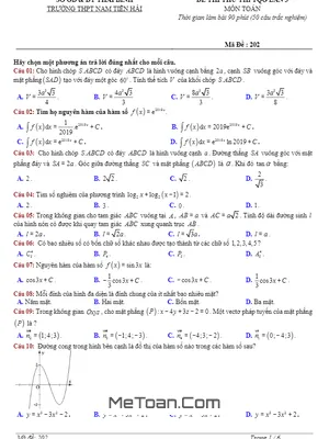 Đề thi thử Toán THPTQG 2018 trường THPT Nam Tiền Hải – Thái Bình lần 3