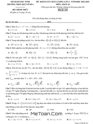 Đề khảo sát lần 4 Toán 10 năm 2022 – 2023 trường THPT Quế Võ 1 – Bắc Ninh