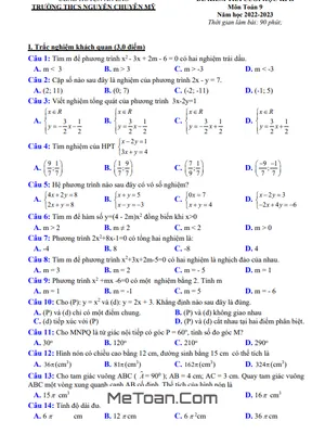 Đề thi học kì 2 Toán 9 năm 2022 - 2023 trường THCS Nguyễn Chuyên Mỹ - Hải Phòng