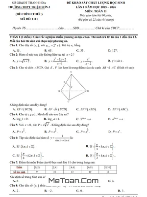 Đề Khảo Sát Lần 1 Toán 11 Năm Học 2025 – 2026 Trường THPT Triệu Sơn 3 – Thanh Hóa