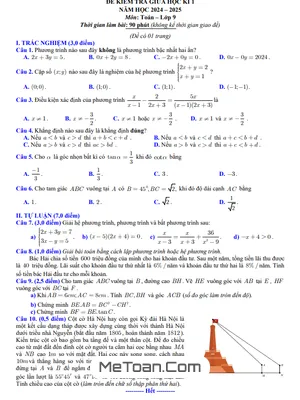 Đề thi giữa kì 1 Toán 9 năm 2024 - 2025 sở GD&ĐT Bắc Ninh