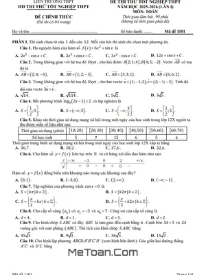 Đề thi thử Tốt nghiệp THPT 2026 lần 1 môn Toán liên trường THPT – Hà Nội