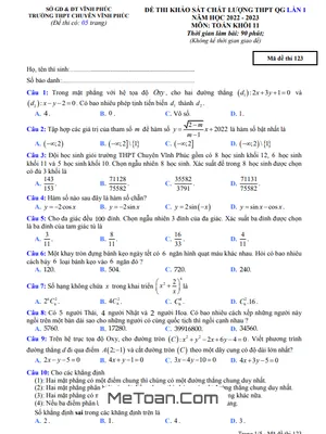 Đề KSCL Toán 11 Lần 1 Năm 2022 - 2023 Trường THPT Chuyên Vĩnh Phúc