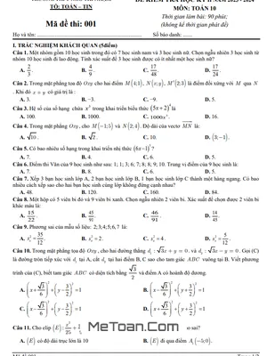 Đề thi học kỳ 2 Toán 10 năm 2023 - 2024 trường THPT Ngô Thì Nhậm - Hà Nội
