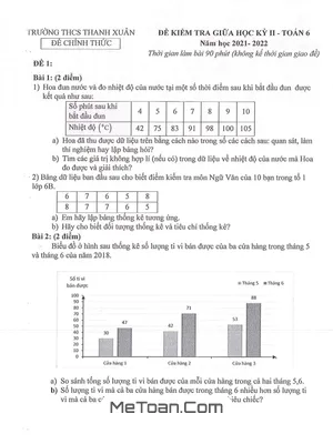 Đề thi giữa kì 2 Toán lớp 6 năm 2021 - 2022 trường THCS Thanh Xuân - Hà Nội