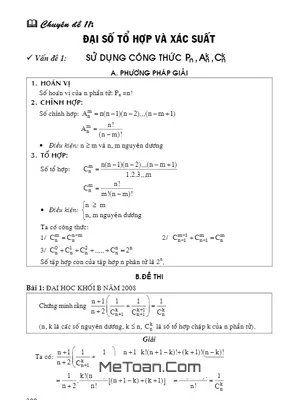 Chuyên Đề Tổ Hợp Xác Suất Luyện Thi Đại Học - LTĐH Vĩnh Viễn