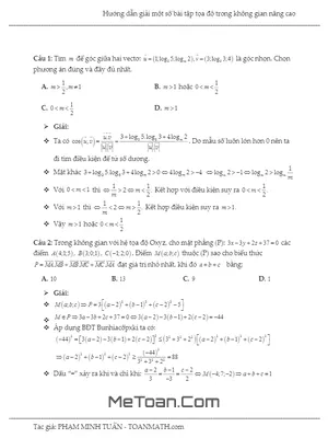 Hướng dẫn giải một số bài tập tọa độ trong không gian nâng cao - Phạm Minh Tuấn