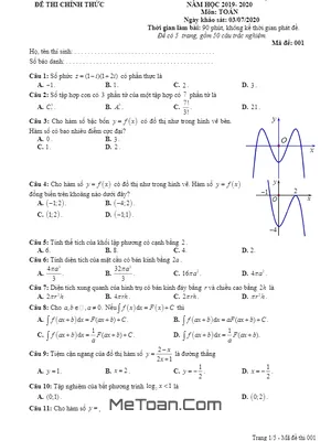 Đề khảo sát chất lượng Toán 12 năm 2019 - 2020 liên trường THPT - Thanh Hóa