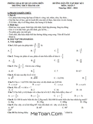 Đề cương ôn tập cuối kì 1 Toán 7 năm 2023 - 2024 trường THCS Thanh Am - Hà Nội