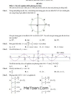 10 Đề Kiểm Tra Giữa Kỳ 1 Môn Toán 11 Định Dạng Trắc Nghiệm 2025
