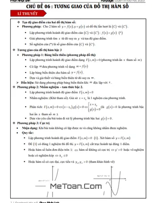 Ôn Thi Tốt Nghiệp THPT Môn Toán: Tương Giao Đồ Thị Hàm Số