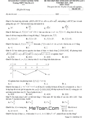 Đề thi HSG Toán cấp trường lần 1 năm 2019-2020 trường Tiên Du 1 - Bắc Ninh