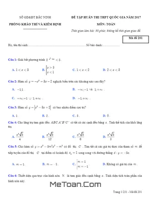 24 Đề Tập Huấn Thi THPT Quốc Gia 2017 Môn Toán Sở GD&ĐT Bắc Ninh