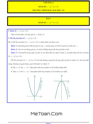 Tuyển tập bài tập Hàm số y = ax2 (a ≠ 0) và Phương trình bậc hai một ẩn Toán 9 KNTTVCS