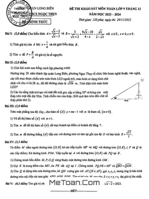Đề khảo sát Toán 9 tháng 11 năm 2023 – 2024 trường THCS Ngọc Thụy – Hà Nội