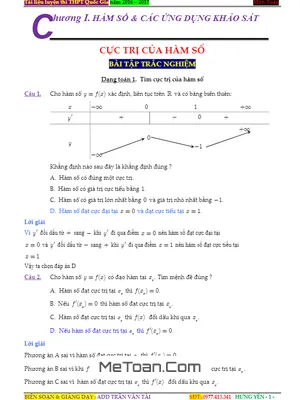 Trắc Nghiệm Khảo Sát Hàm Số Và Ứng Dụng - Trần Văn Tài