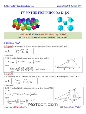 Bài Tập Tỷ Số Thể Tích Khối Đa Diện - Lê Bá Bảo