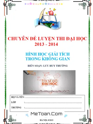 Chuyên Đề Hình Học Giải Tích Không Gian – Lưu Huy Thưởng