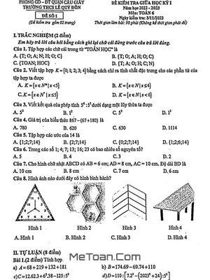 Đề thi giữa kỳ 1 Toán lớp 6 năm 2022 - 2023 trường THCS Lê Quý Đôn - Hà Nội