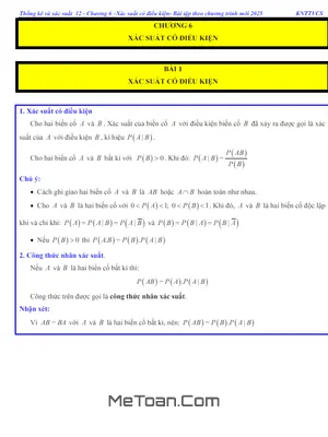 Tổng Hợp Các Dạng Bài Tập Xác Suất Có Điều Kiện Toán 12 KNTT
