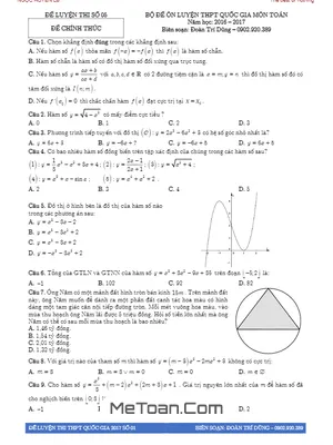 Đề Thi Thử THPT Quốc Gia 2017 Môn Toán - Đoàn Trí Dũng Lần 5 - Có Lời Giải