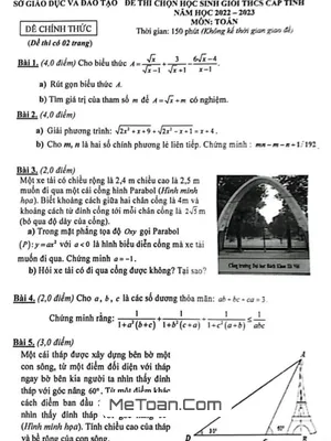 Đề thi học sinh giỏi cấp tỉnh môn Toán THCS năm 2022 - 2023 Sở GD&ĐT Đắk Nông