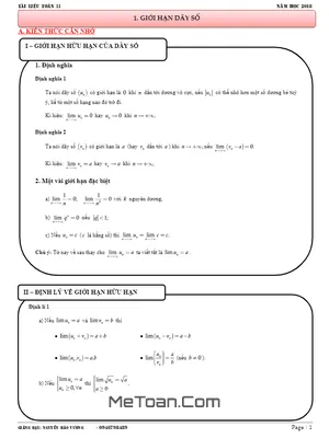 Các Dạng Toán Và Bài Tập Giới Hạn Có Lời Giải Chi Tiết - Nguyễn Bảo Vương