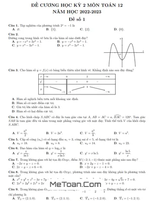 Đề cương học kỳ 2 Toán 12 năm 2022 - 2023 trường THPT Bắc Thăng Long - Hà Nội