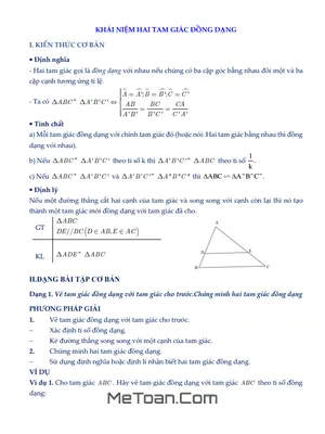 Chuyên Đề Hình Học 8: Khái Niệm Hai Tam Giác Đồng Dạng