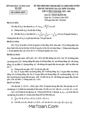 Đề Thi Chọn Đội Tuyển HSG Quốc Gia Môn Toán THPT 2025 – 2026 Sở GD&ĐT Hà Nội