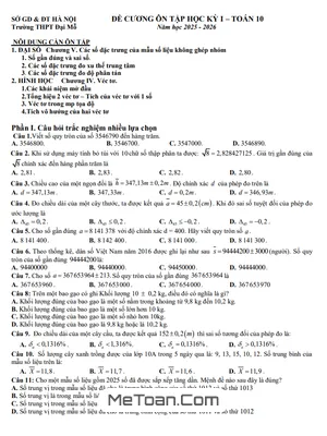 Đề Cương Ôn Tập Cuối Kỳ 1 Toán 10 Năm Học 2025 - 2026 THPT Đại Mỗ