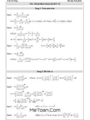 21 Bài Tập Tích Phân Hàm Số Hữu Tỉ Có Lời Giải - Trần Sĩ Tùng