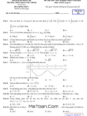 Đề thi thử tốt nghiệp THPT 2024 môn Toán trường THPT Phan Chu Trinh – Đắk Lắk