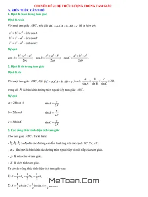 Củng Cố Kiến Thức Hệ Thức Lượng Trong Tam Giác Qua Bài Tập Thực Tế - Toán 10