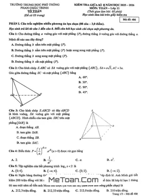 Đề Giữa Kì 2 Toán 11 Năm Học 2025 – 2026 Trường THPT Phan Châu Trinh – Đà Nẵng