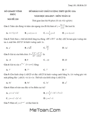 Trọn bộ Đề thi HK1 Toán 12 năm 2016 - 2017 có đáp án - 746 Trang