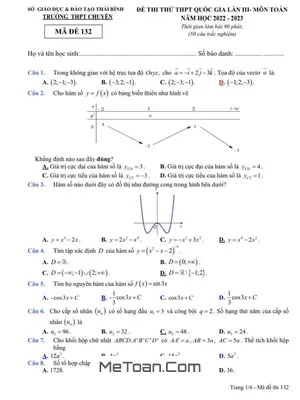 Đề thi thử THPT Quốc gia 2023 môn Toán lần 3 trường THPT chuyên Thái Bình
