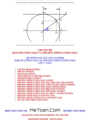 Hệ Thống Bài Tập Trắc Nghiệm Hàm Số Lượng Giác Và Phương Trình Lượng Giác