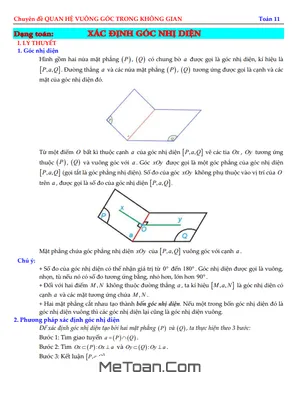 Dạng Toán Xác Định Góc Nhị Diện Toán 11