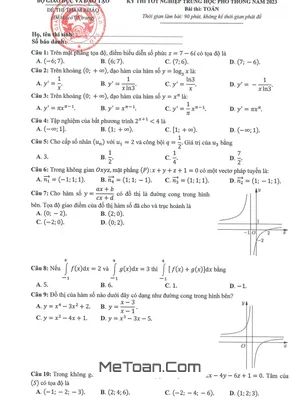 Đề thi tham khảo tốt nghiệp THPT 2023 môn Toán - Cấu trúc và nội dung