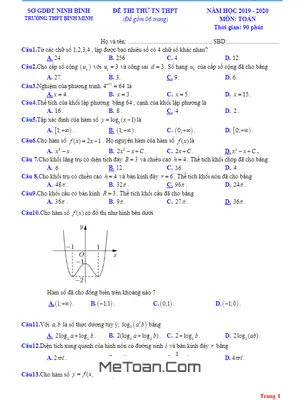 Bộ Đề Ôn Thi Tốt Nghiệp THPT 2020 Môn Toán Sở GD&ĐT Tỉnh Ninh Bình