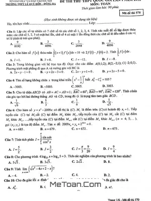 Đề thi thử THPT Quốc gia 2018 môn Toán trường THPT Lê Quý Đôn – Hà Nội lần 1