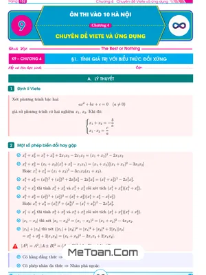 Chuyên đề Định lý Viète và ứng dụng ôn thi vào lớp 10 môn Toán