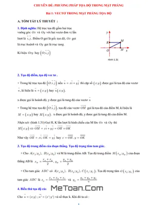 Phương Pháp Tọa Độ Trong Mặt Phẳng Lớp 10: Phân Dạng Bài Tập Và Lời Giải