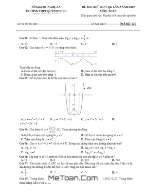 Đề thi thử THPT QG 2019 môn Toán trường Quỳnh Lưu 1 – Nghệ An lần 3