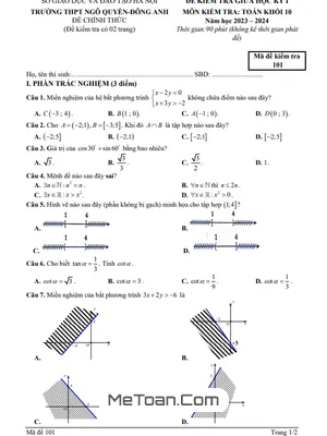 Đề Thi Giữa Kỳ 1 Toán 10 Năm 2023 - 2024 Trường THPT Ngô Quyền - Hà Nội