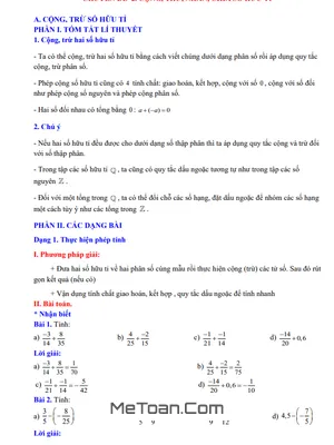 Chuyên Đề Cộng, Trừ, Nhân, Chia Số Hữu Tỉ Toán 7