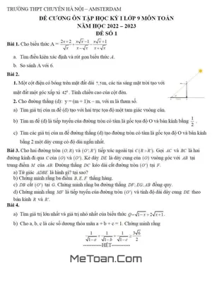 Đề Cương Ôn Tập Học Kỳ 1 Toán 9 Năm 2022 - 2023 Trường Chuyên Hà Nội - Amsterdam