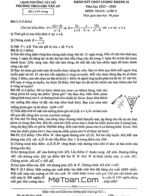 Đề Khảo Sát Toán 9 Tháng 11 Năm 2025 Trường THCS Chu Văn An, Hà Nội (Có Đáp Án)