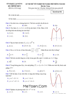 Đề thi thử tốt nghiệp THPT 2020 môn Toán - Sở GD&ĐT Cao Bằng